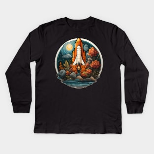 AI Generated Rocketship Kids Long Sleeve T-Shirt